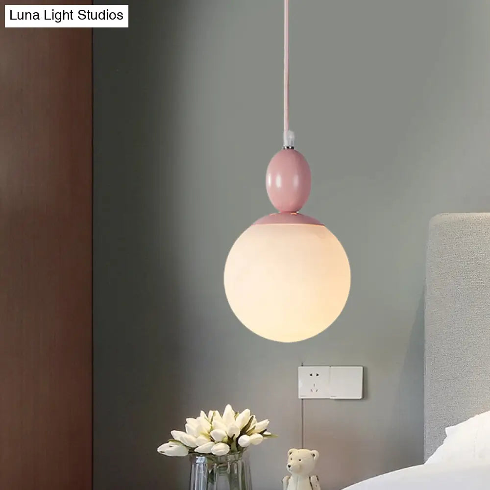 Pendulum White Glass Pendant Light: Post-Modern 1-Light Grey/Blue/Green Hanging Lamp