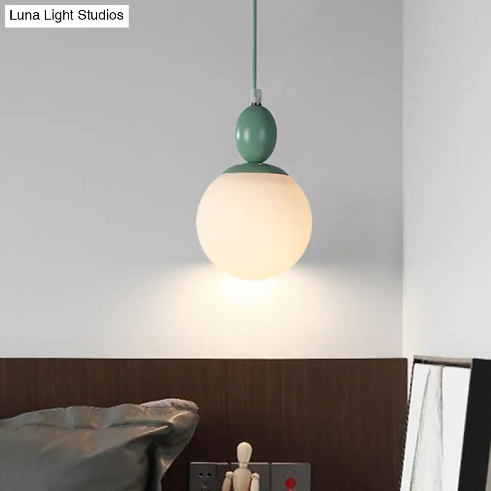 Pendulum Glass Pendant Lighting - Post-Modern 1 Light Hanging Lamp In White With Grey/Blue/Green