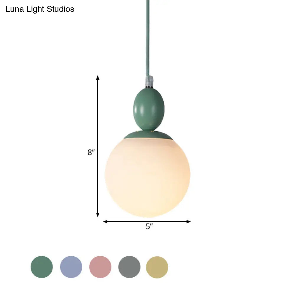 Pendulum Glass Pendant Lighting - Post-Modern 1 Light Hanging Lamp In White With Grey/Blue/Green