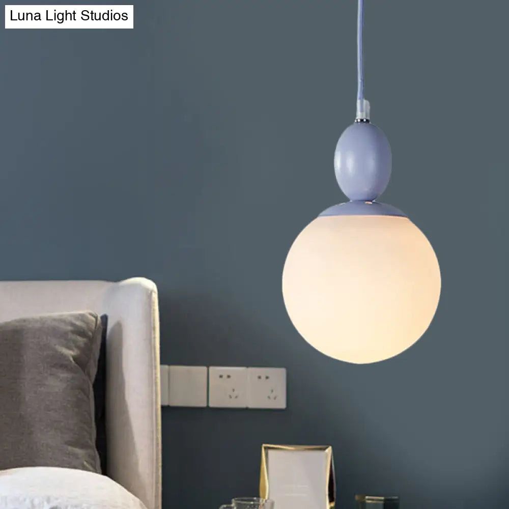 Pendulum Glass Pendant Lighting - Post-Modern 1 Light Hanging Lamp In White With Grey/Blue/Green