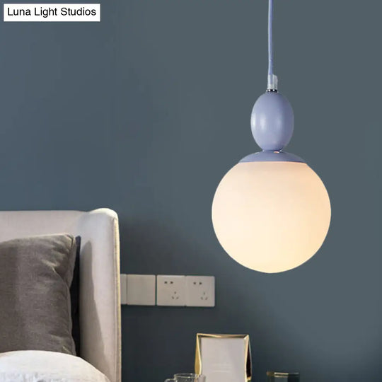 Pendulum Glass Pendant Lighting - Post-Modern 1 Light Hanging Lamp In White With Grey/Blue/Green