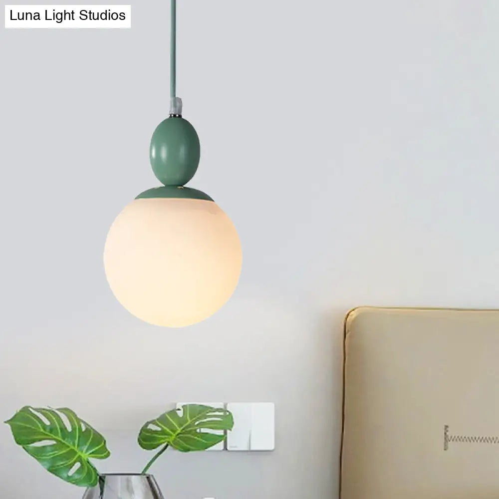 Pendulum Glass Pendant Lighting - Post-Modern 1 Light Hanging Lamp In White With Grey/Blue/Green