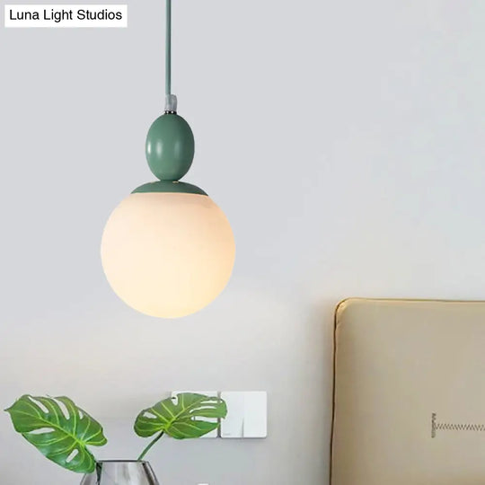 Pendulum Glass Pendant Lighting - Post-Modern 1 Light Hanging Lamp In White With Grey/Blue/Green