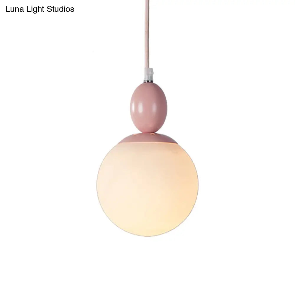 Pendulum Glass Pendant Lighting - Post-Modern 1 Light Hanging Lamp In White With Grey/Blue/Green