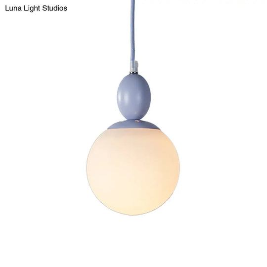 Pendulum Glass Pendant Lighting - Post-Modern 1 Light Hanging Lamp In White With Grey/Blue/Green