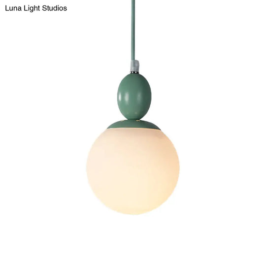 Pendulum Glass Pendant Lighting - Post-Modern 1 Light Hanging Lamp In White With Grey/Blue/Green