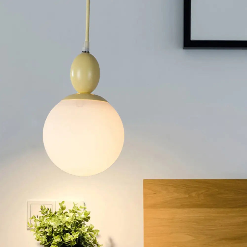 Pendulum White Glass Pendant Light: Post-Modern 1-Light Grey/Blue/Green Hanging Lamp Yellow