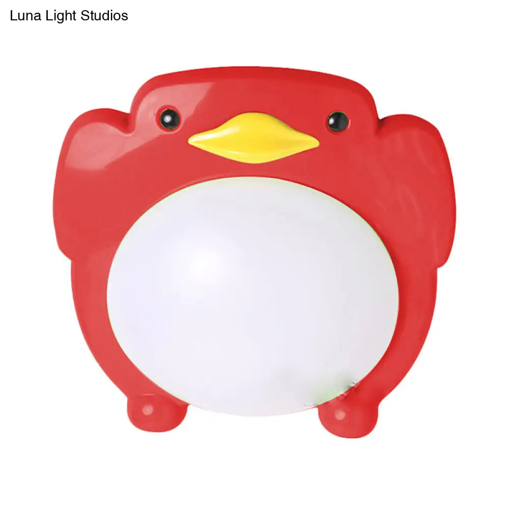 Penguin Led Flush Mount Ceiling Light For Kids Bedroom - Cartoon Theme