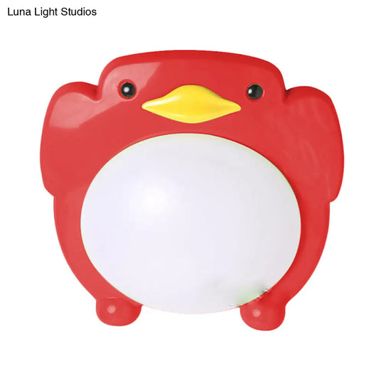 Penguin Led Flush Mount Ceiling Light For Kids Bedroom - Cartoon Theme