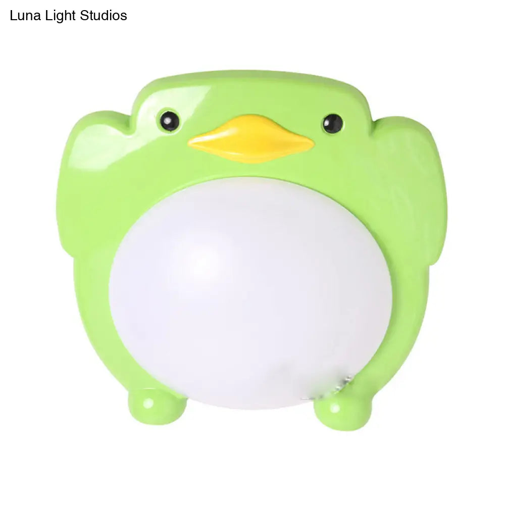 Penguin Led Flush Mount Ceiling Light For Kids Bedroom - Cartoon Theme