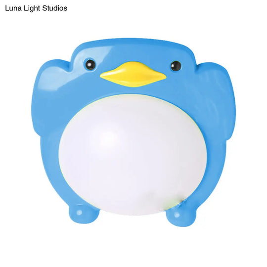 Penguin Led Flush Mount Ceiling Light For Kids’ Bedroom - Cartoon Theme