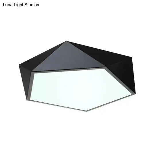 Pentacle Ceiling Lamp - Black/White Faceted Nordic Design Led Acrylic Flush Mount Lighting