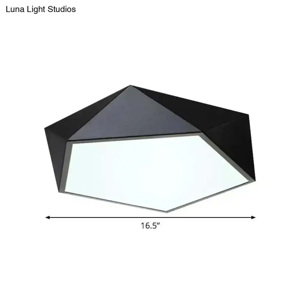 Pentacle Ceiling Lamp - Black/White Faceted Nordic Design Led Acrylic Flush Mount Lighting