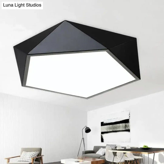 Pentacle Ceiling Lamp - Black/White Faceted Nordic Design Led Acrylic Flush Mount Lighting