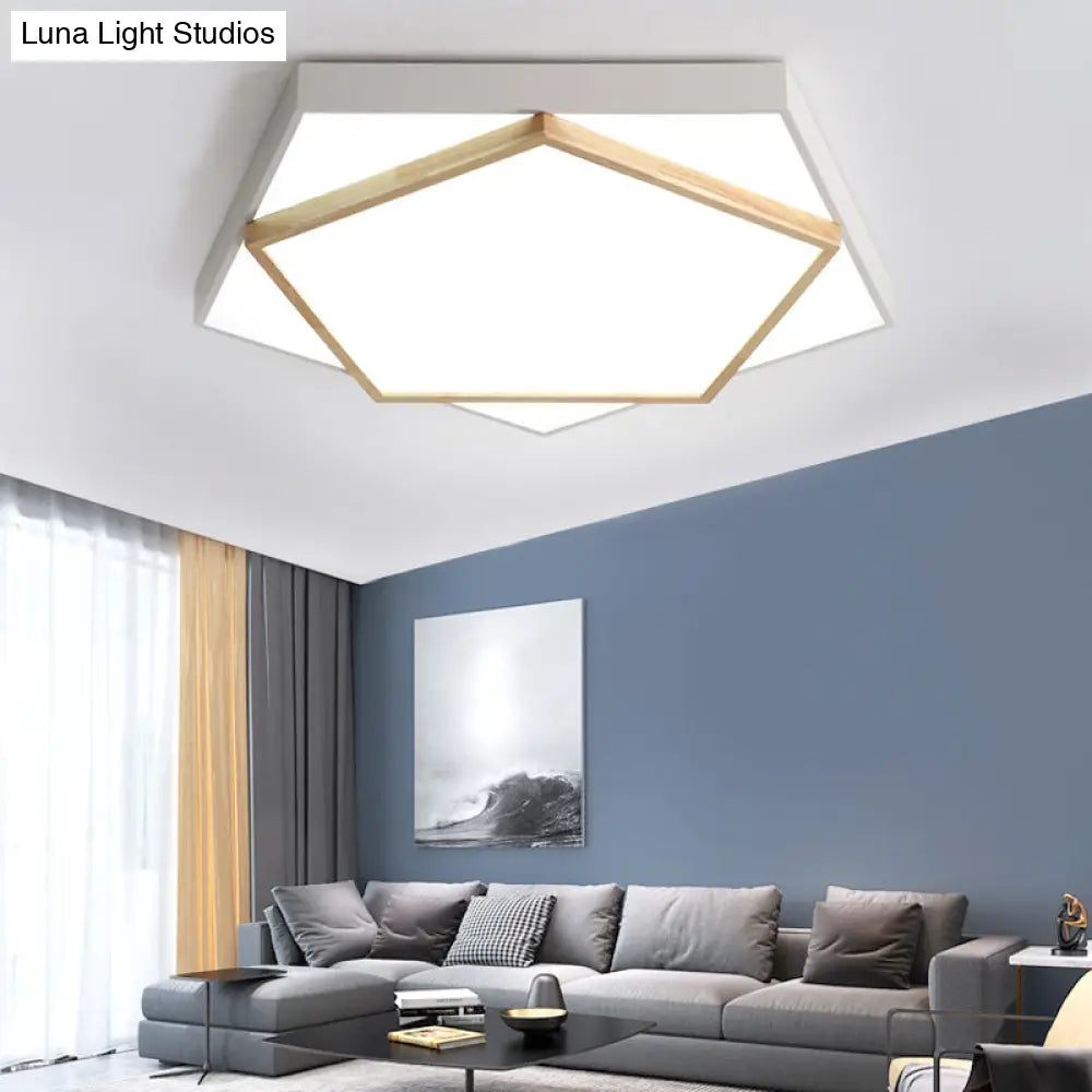 Pentagon Led Flush Mount Lamp In Acrylic Grey/White - 3 Color Options And Sizes Available
