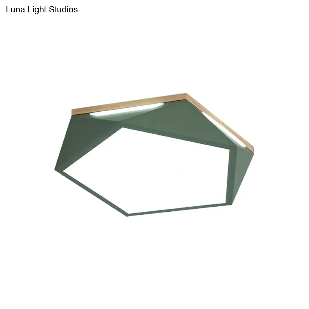 Pentagon Led Flush Mount Lamp In Acrylic White/Blue/Green - 12.5’/16.5’/20.5’ Wide