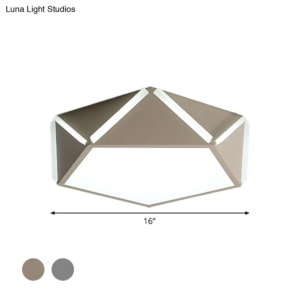 Pentagonal Flushmount Led Ceiling Lamp For Child’s Bedroom - Modern Acrylic Metal Design