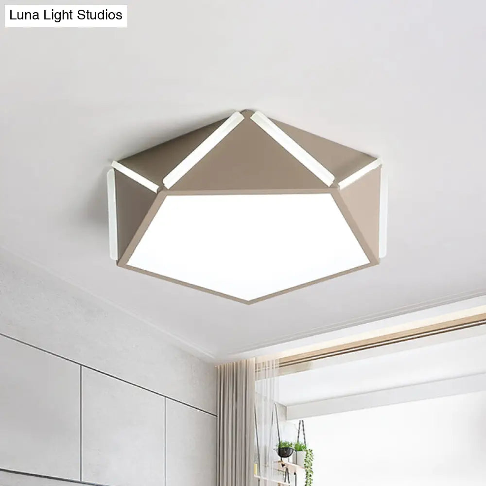 Pentagonal Flushmount Led Ceiling Lamp For Child’s Bedroom - Modern Acrylic Metal Design