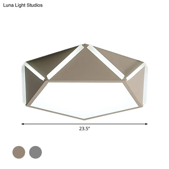 Pentagonal Flushmount Led Ceiling Lamp For Childs Bedroom - Modern Acrylic Metal Design