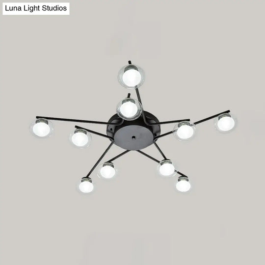 Pentagram Flush Ceiling Light With Dual Glass Shades - Kids Iron Semi Mount Lighting