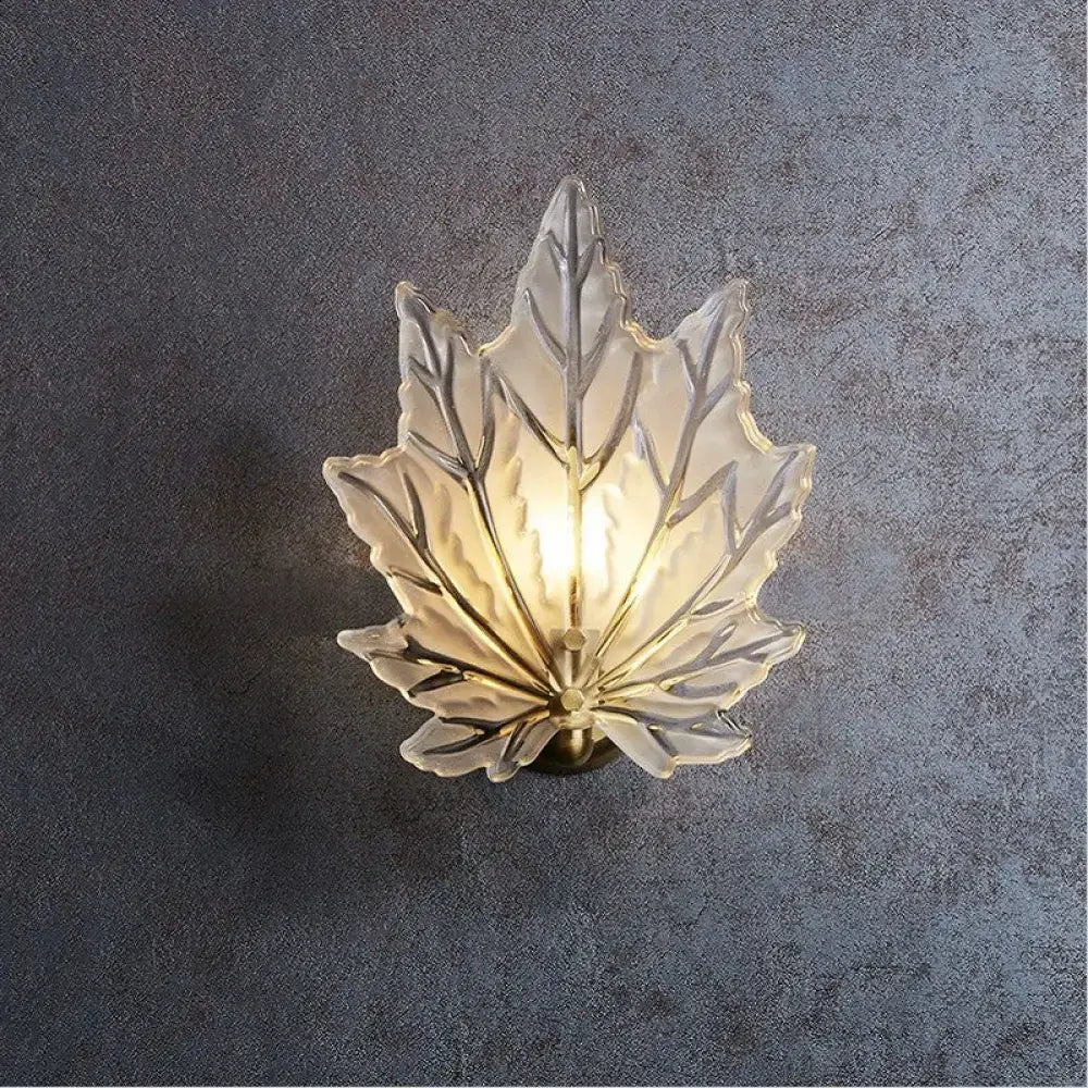 Personality Glass Maple Leaf Pure Copper Wall Lamp Bedroom Bedside Simple Study Stair Wall Lamp /