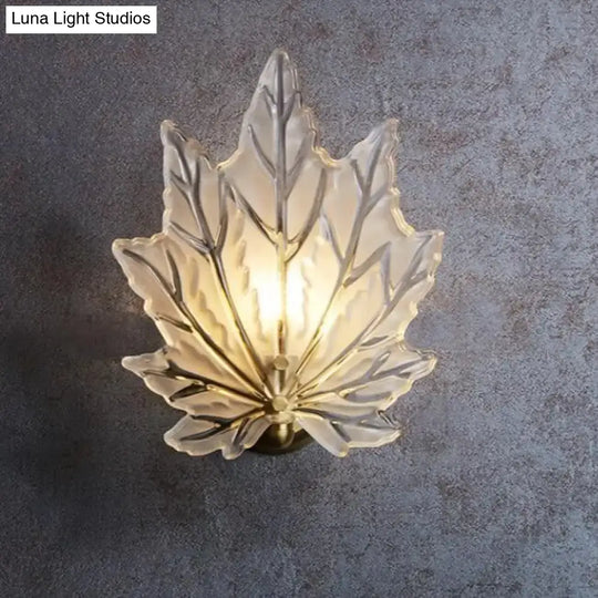 Personality Glass Maple Leaf Pure Copper Wall Lamp Bedroom Bedside Simple Study Stair Lamps