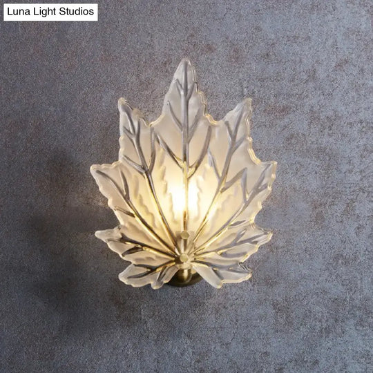 Personality Glass Maple Leaf Pure Copper Wall Lamp Bedroom Bedside Simple Study Stair Lamps