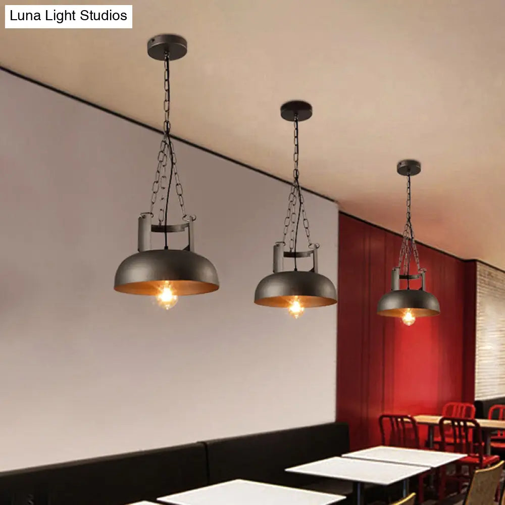 Pewter Farmhouse Style Metal Pendant Light - 1 Head Suspension Lighting For Restaurants