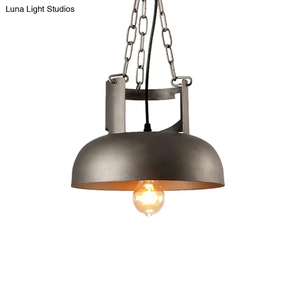 Farmhouse-Style Pewter Pendant Light | Metal Suspension Lamp For Restaurants