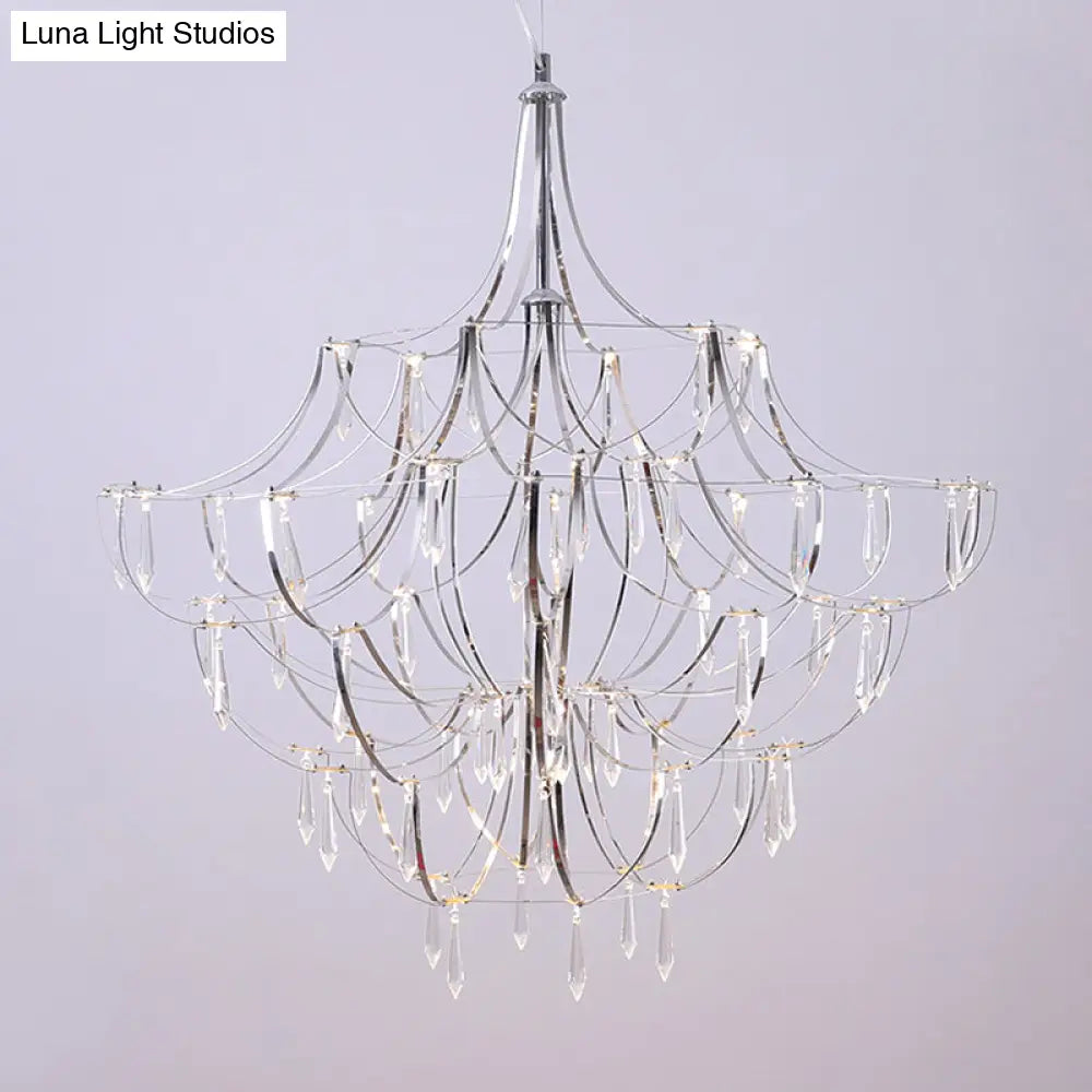 Phact - Glamorous Creative Crystal Icicle Deco Chandelier Metal Chrome Finish Pendant Light For