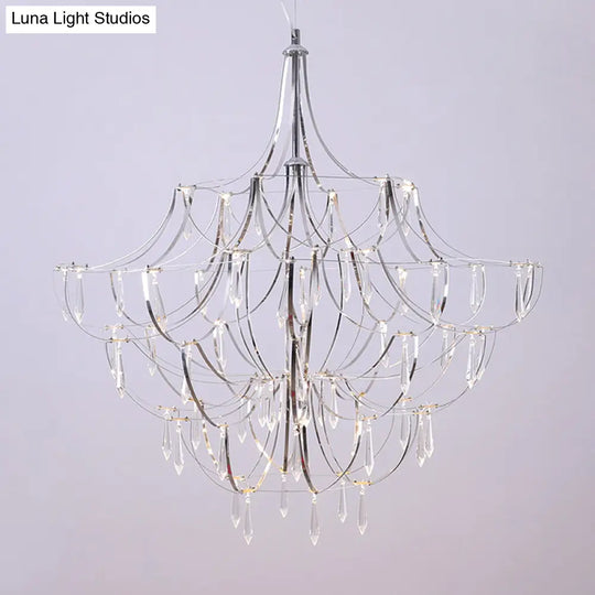 Phact - Glamorous Creative Crystal Icicle Deco Chandelier Metal Chrome Finish Pendant Light For