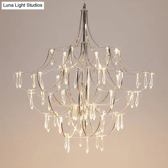 Stylish Crystal Icicle Chandelier With Chrome Finish - Elegant Pendant Light For Living Rooms And