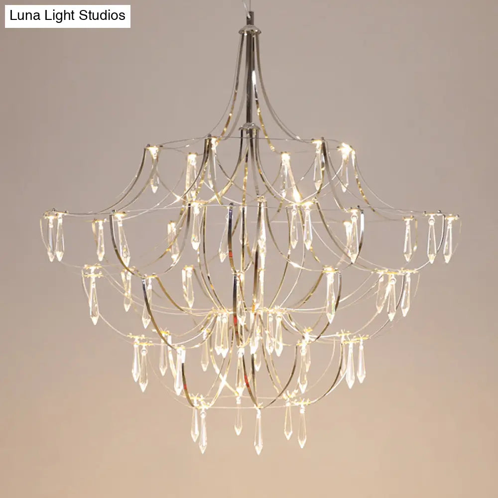 Phact - Glamorous Creative Crystal Icicle Deco Chandelier Metal Chrome Finish Pendant Light For