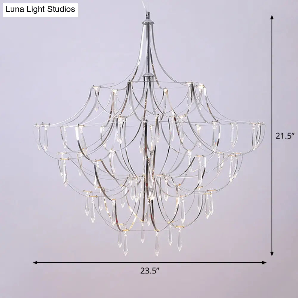 Phact - Glamorous Creative Crystal Icicle Deco Chandelier Metal Chrome Finish Pendant Light For