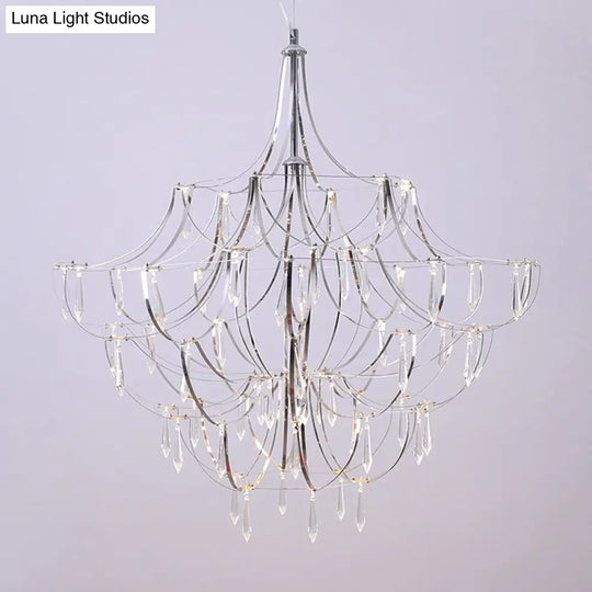 Stylish Crystal Icicle Chandelier With Chrome Finish - Elegant Pendant Light For Living Rooms And