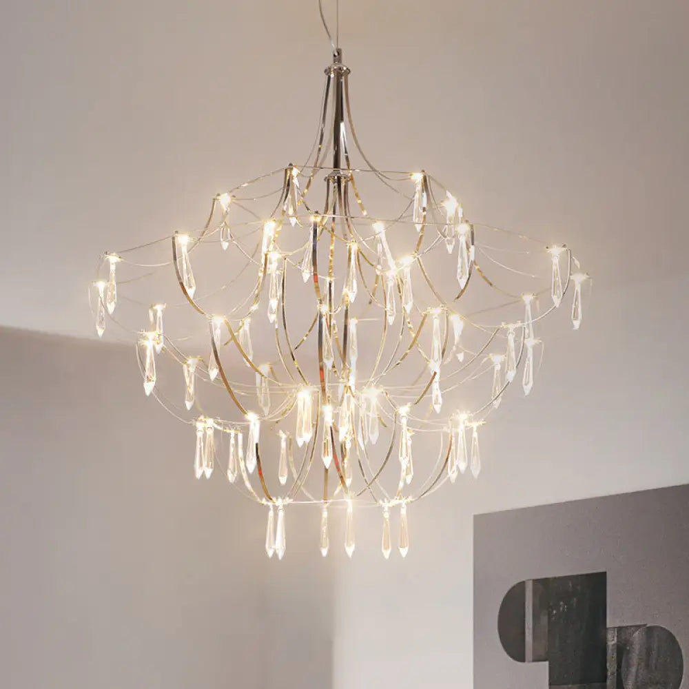 Phact - Glamorous Creative Crystal Icicle Deco Chandelier Metal Chrome Finish Pendant Light For