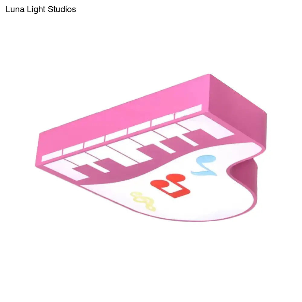 Piano Flush Ceiling Light - Children’s Style Led Acrylic Fixture In Red/Yellow/Pink Warm/White