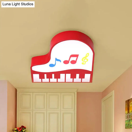 Piano Flush Ceiling Light - Childrens Style Led Acrylic Fixture In Red/Yellow/Pink Warm/White