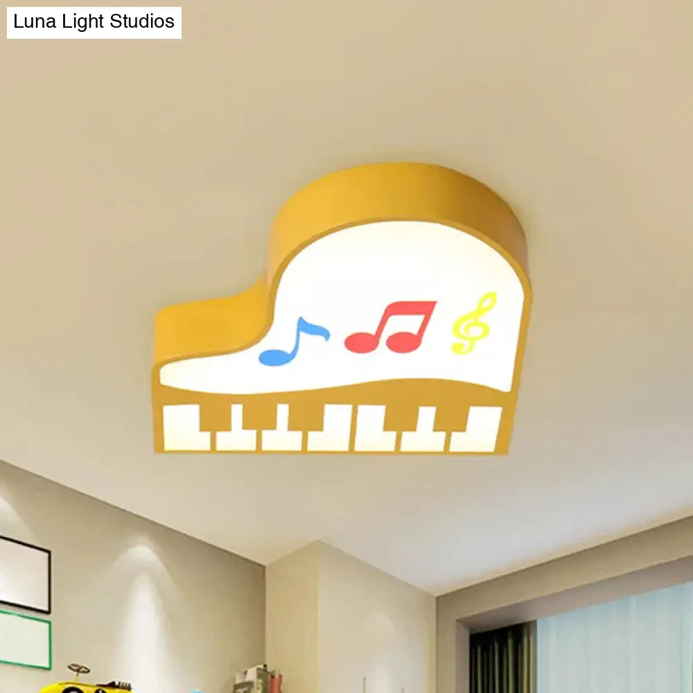 Piano Flush Ceiling Light - Childrens Style Led Acrylic Fixture In Red/Yellow/Pink Warm/White Yellow