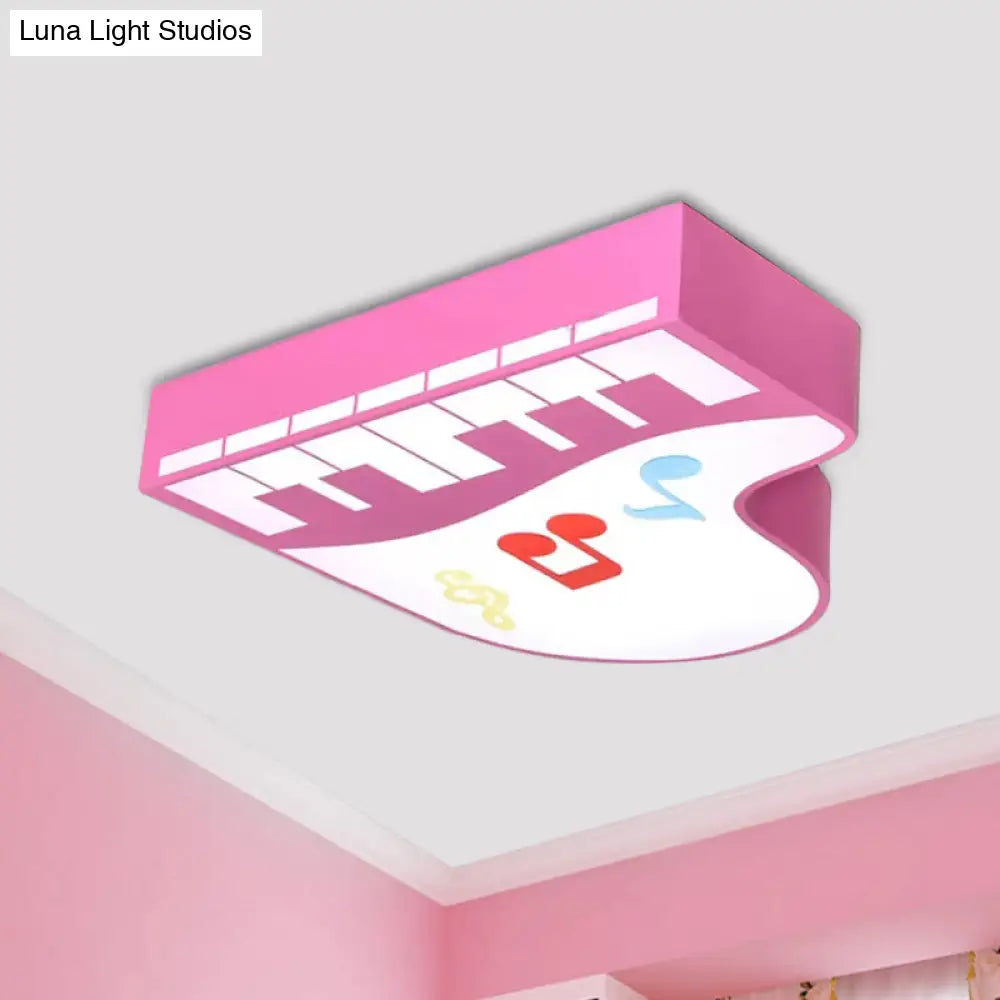 Piano Flush Ceiling Light - Childrens Style Led Acrylic Fixture In Red/Yellow/Pink Warm/White Pink /