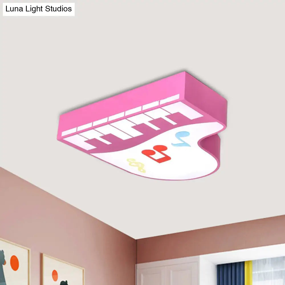 Piano Flush Ceiling Light - Childrens Style Led Acrylic Fixture In Red/Yellow/Pink Warm/White