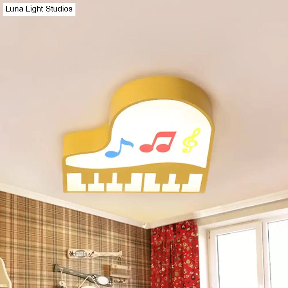 Piano Flush Ceiling Light - Children’s Style Led Acrylic Fixture In Red/Yellow/Pink Warm/White