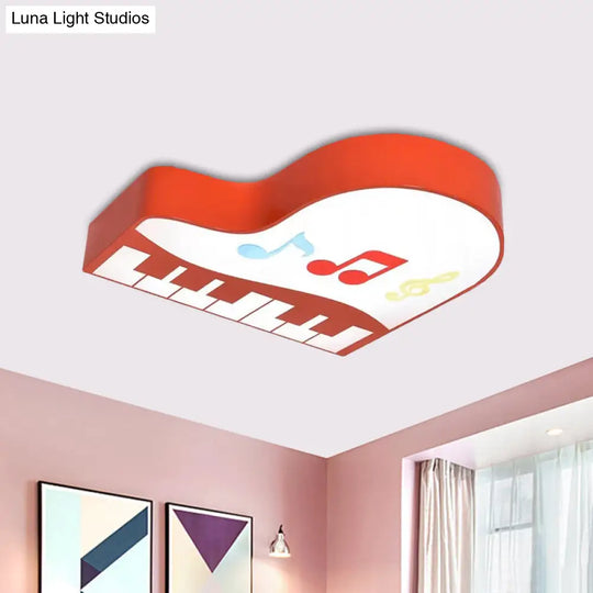 Piano Flush Ceiling Light - Childrens Style Led Acrylic Fixture In Red/Yellow/Pink Warm/White Red /