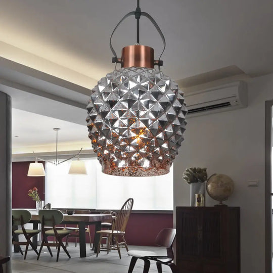 Pineapple Pendant Lighting: Colonial Copper/Chrome/Gold Glass Hanging Light Fixture For Bedroom