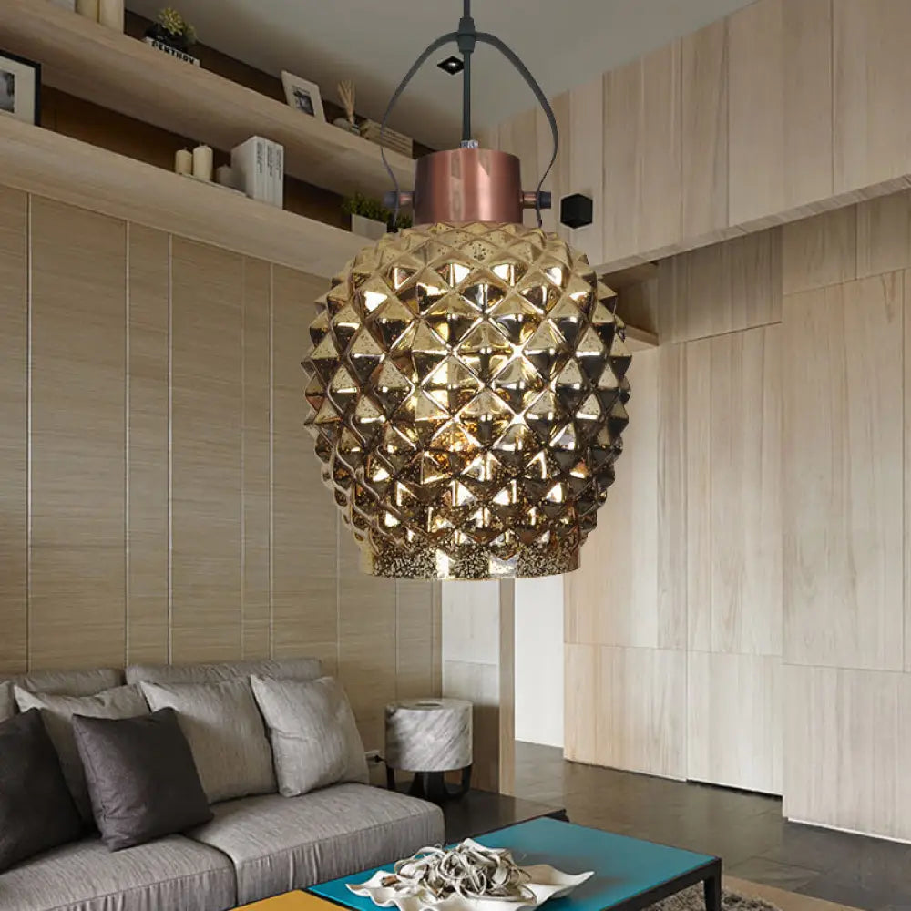 Pineapple Pendant Lighting: Colonial Copper/Chrome/Gold Glass Hanging Light Fixture For Bedroom Gold