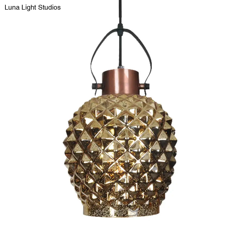 Pineapple Pendant Lighting: Colonial Copper/Chrome/Gold Glass Hanging Light Fixture For Bedroom