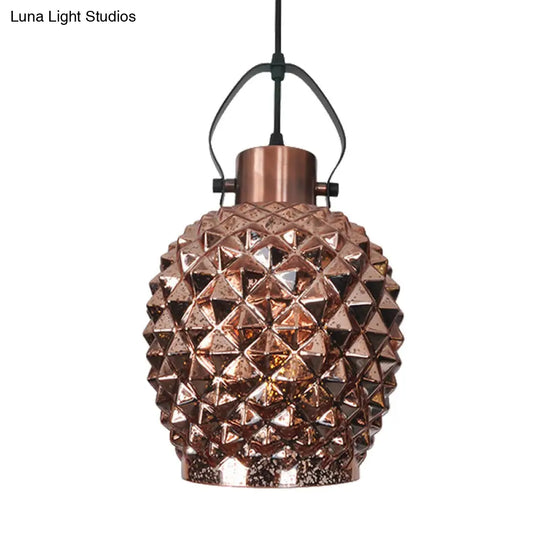 Pineapple Pendant Lighting: Colonial Copper/Chrome/Gold Glass Hanging Light Fixture For Bedroom