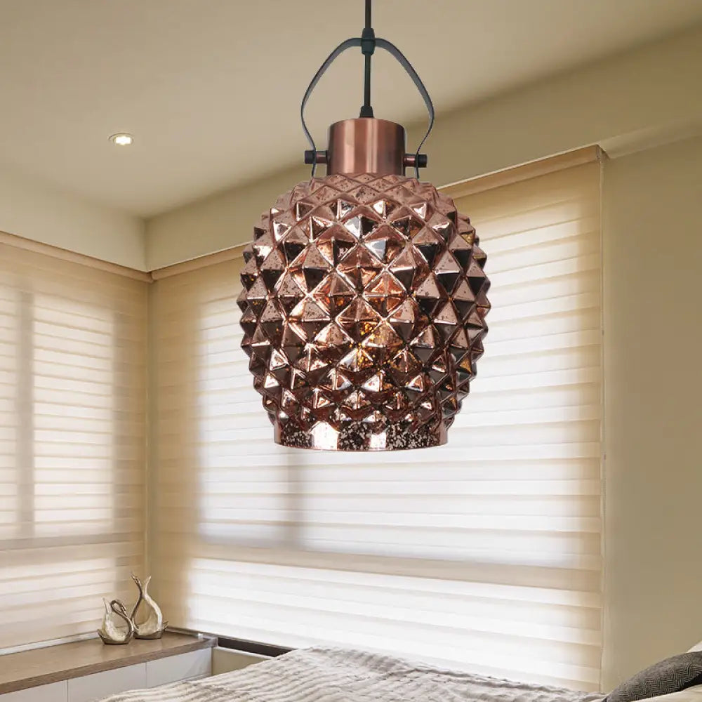 Pineapple Pendant Lighting: Colonial Copper/Chrome/Gold Glass Hanging Light Fixture For Bedroom