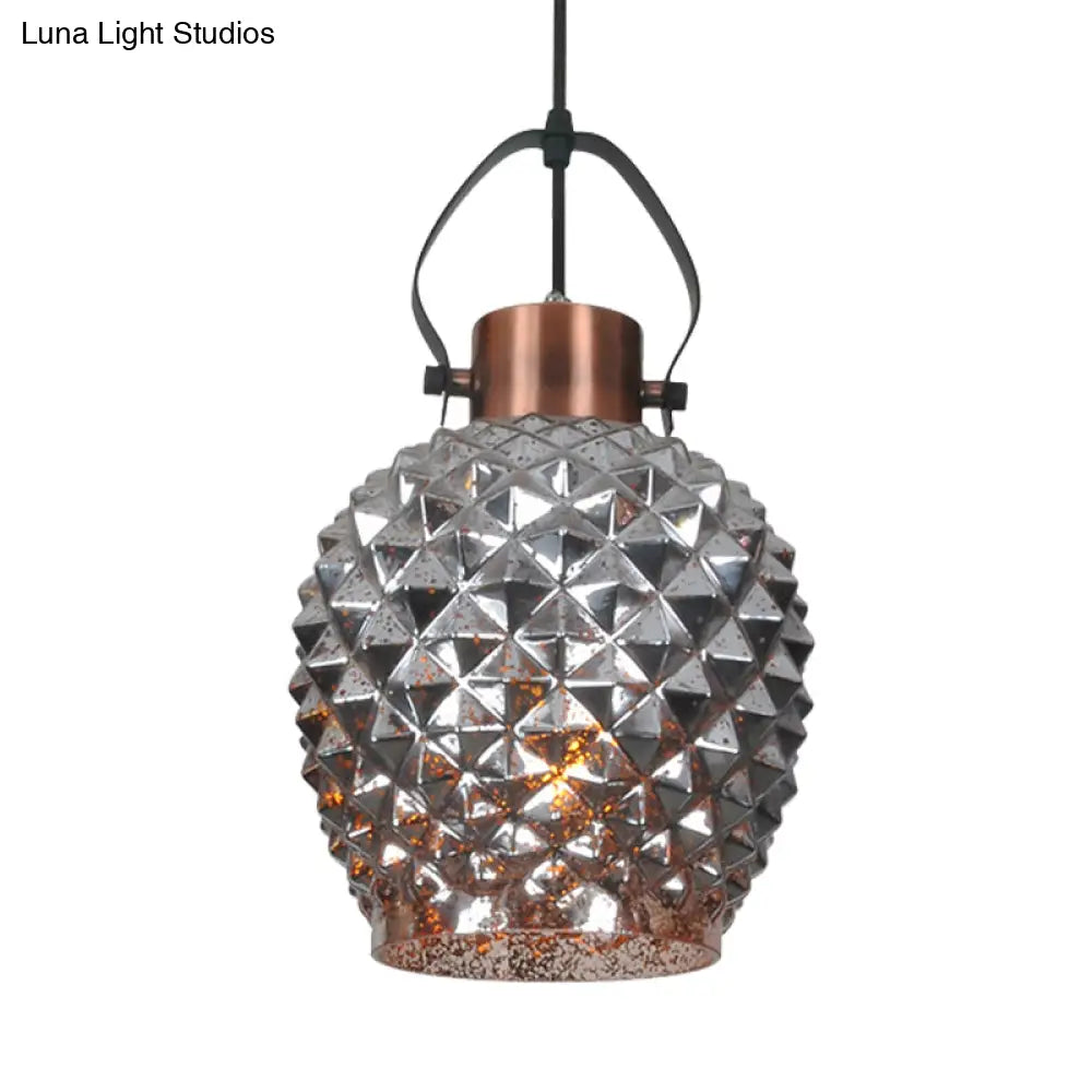 Pineapple Pendant Lighting: Colonial Copper/Chrome/Gold Glass Hanging Light Fixture For Bedroom