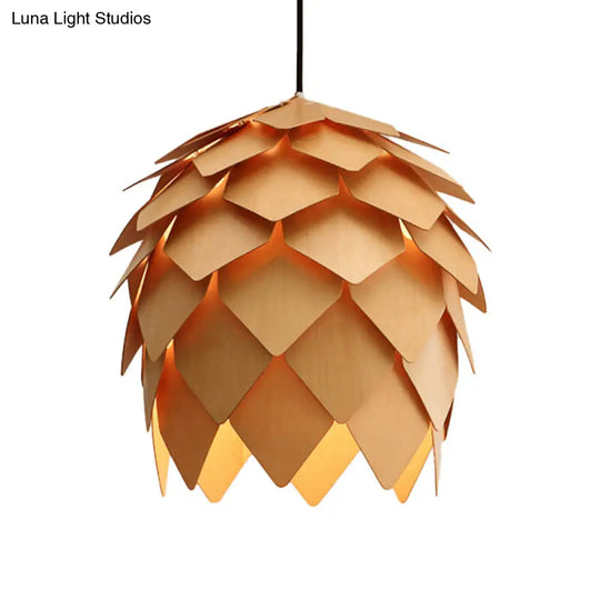 Pinecone Pendant Lighting Lodge Style Wood Adjustable Ceiling Light In Beige - 10/12 Width 1 Perfect